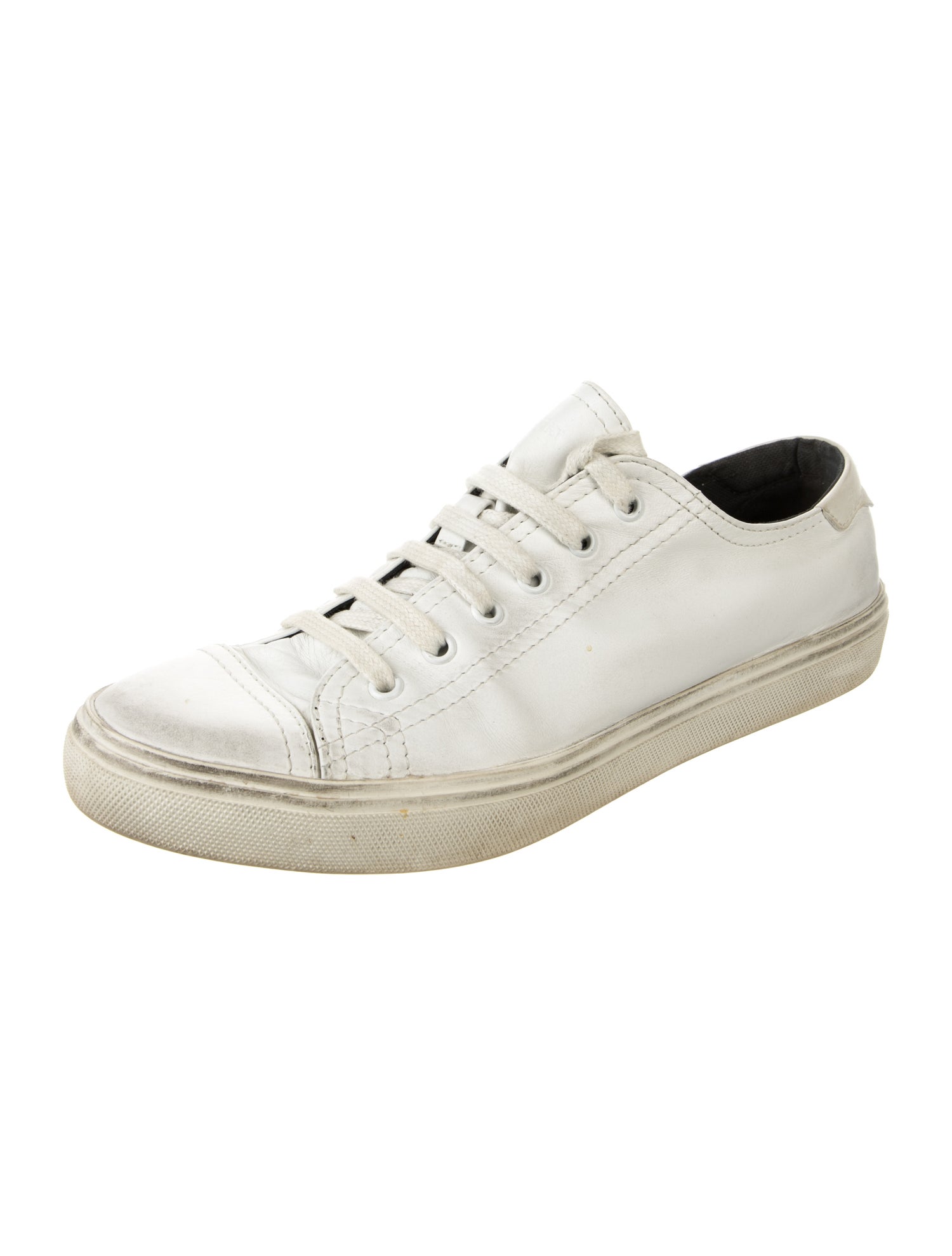 Saint Laurent Leather Distressed Accents Sneakers